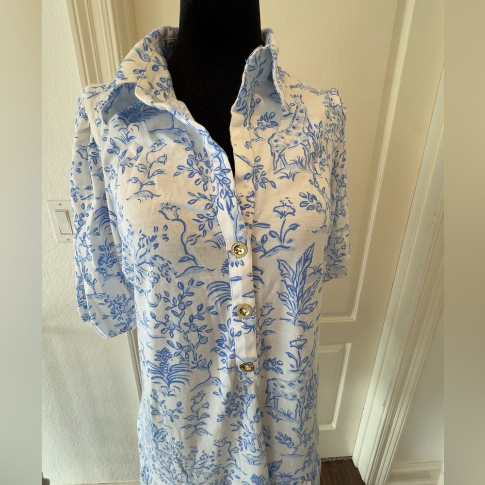 NWOT Lilly Pulitzer Bingley Dress Resort White Tall Tales Blue and White - Picture 3 of 6